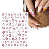 JMEOWIO 12 Sheets Fruit Nail Art Stickers Decals Self-Adhesive Pegatinas Uñas Strawberry Watermelon Lemon Nail Supplies Nail Art Design Decoration Accessories