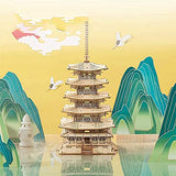 Rolife 3D Wooden Puzzles Temple Building Kit - 275PCS Japanese Five-storied Pagoda 13" Model Craft Kits for Adults/Boys/Girls