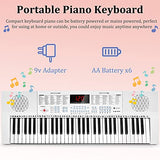 Vangoa Piano Keyboard for Beginner, 61 Keys Piano Portable Music Keyboard Early Education Music Instrument with Lighted Mini-size Keys, Best Gift for Kids Boy & Girl, White