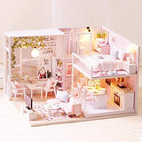 ViaGasaFamido DIY Dollhouse Kit, 1/24 Miniature 3D Miniature Dollhouse Kit Dollhouse Miniature Wooden Loft Assembling Doll House with LED Light (Not Include Clear Cover)