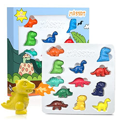 MASSRT Dinosaur Crayons for Toddlers Age 1-3, Non Toxic Washable Crayons for Dino Fanatic Kids, Easy to Hold Crayons for Kids Ages 2-4, Coloring Gifts for Babies