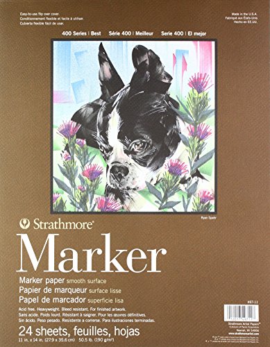 Strathmore Paper 497-11-1 400 Series Marker Pad, 11"x14" Glue Bound 24 Sheet