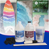 Pro Marine Supplies Crystal Clear Table Top Epoxy Resin & Hardener (2-Part 1 Gallon Combined Kit) with Cups, Brushes, Gloves, Sticks | UV-Resistant Gloss Coating for DIY Bar, Countertops, Woodworking