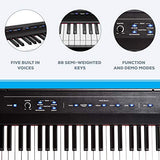 Digital Piano Bundle - Electric Keyboard with 88 Semi Weighted Keys, Built-In Speakers, 5 Voices and Sustain Pedal – Alesis Recital and M-Audio SP-2