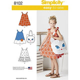 Simplicity 8102 Girl's Cat Tote Bag and Sundress Sewing Pattern, Sizes 3-8