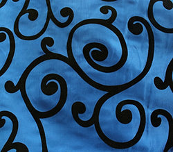 Taffeta Fabric Flocking Swirl 58" Wide Sold By The Yard (BLUE)