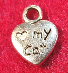 20Pcs. Tibetan Silver" Love My CAT" Heart PAW Charms Pendants Ear Drops Charms DIY Crafting by WCS