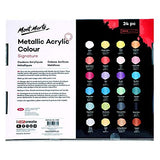 Mont Marte Metallic Acrylic Paint Set and Brush Set Bundle, 24 x 1.02oz (36ml) Tubes, 24 Colors, Suitable for Most Surfaces Including Canvas, Card, Paper and Wood