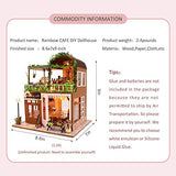 ARELUX Dollhouse Miniature with Furniture, 3D Wooden DIY Dollhouse Kit, 1:24 Scale Creative Room Idea,Gifts for Valentine,Birthday, Christmas(Rainbow Cafe)