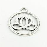 Pack of 50 Lovely Round 20mm Lotus Flower Charms Pendants DIY Antique Charms Pendant (50 Lotus