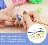 Lemonfilter 12 x 50g Acrylic Yarn Skeins Assorted Colors 1312 Yards, Bulk Yarn Kit with 2 Crochet Hooks, 2 Plastic Knitting Needle, 8 Markers