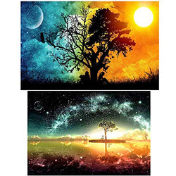 HaiMay 2 Pack DIY 5D Diamond Painting Kits Full Drill Rhinestone Painting Starry Sky Diamond Pictures for Wall Decoration,Dream Style (Canvas 12×16 Inch/14×20 inch)
