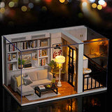 WYD DIY Assembled Wooden Cottage Led Light Small House Miniature Doll House Kit Assembled Toys for Girls Gifts