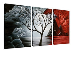 Wieco Art Extra Large The Cloud Tree Modern Gallery Wrapped Giclee Canvas Print Artwork Abstract Landscape 3 panels Pictures on Canvas Wall Art Ready to Hang for Living Room Kitchen Home Decor XL