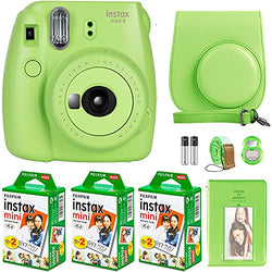 FujiFilm Instax Mini 9 Instant Camera + Fujifilm Instax Mini Film (60 Sheets) Bundle with Deals Number One Accessories Including Carrying Case, Selfie Lens, Photo Album (Lime Green)