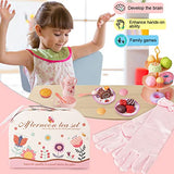 Tea Set for Little Girls, USUGER Kids Tea Party Set Including Food Sweet Treats Playset, Princess Gloves, Tablecloth & Carrying Case, Princess Tea Time Kitchen Pretend Play Toy Gift for Girls Age 3-6