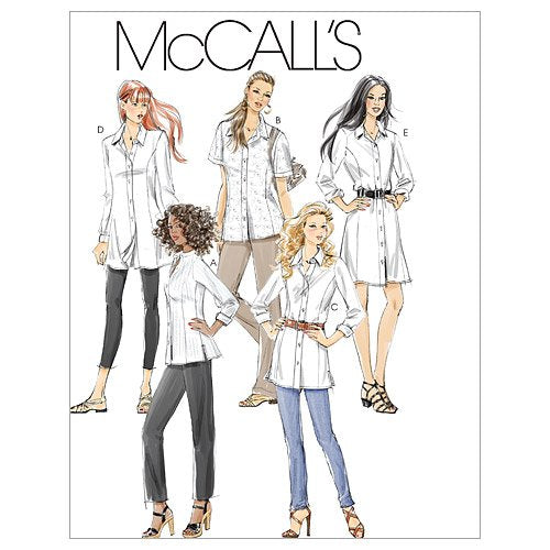 McCall's Patterns M6124 Misses'/Miss Petite/Women's/Women's Petite Shirts in 3 Lengths, Size B5 (8-10-12-14-16)