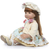 iCradle 24inch 60cm Reborn Toddler Dolls Soft Silicone Limbs and Head Cotton Body Realistic Girl Fashion Newborn Doll Child Toy Xmas Gift Collectibles (1914)