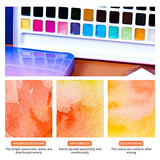 Meiliang 48 Colors Watercolor Paint Set with 36 Vibrant Colors 12 Glitter Colors and Watercolor Paper Pad, High Transparency Not Chalky, Easy to Rewet and Mix Suitable for Beginners and Professionals