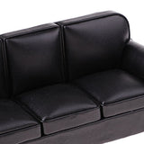 1/12 Dollhouse Furniture Leather Sofa Couch Chair Miniature Model Sitting Room Accessories Decoration Black