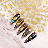 Eseres 9Pcs Halloween Nail Art Stickers Self-Adhesive Gold Nail Stickers for Women Manicure 3D Letters Nail Decals Designs for Halloween