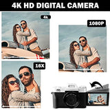 4K Digital Camera, 48MP Vlogging Camera for YouTube with WiFi, 16X Digital Zoom Compact Camera, 3.0" Flip Screen Camera with 32GB TF Card & 2 Batteries, Full HD Photography Camera for Beginners