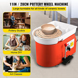 VEVOR Pottery Wheel 28cm Pottery Forming Machine 350W Electric Pottery Wheel with Adjustable Feet Lever Pedal DIY Clay Tool with Tray for Ceramic Work Clay Art DIY Clay Orange, 10 Piece