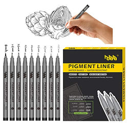 Black Micro-Pens, Fineliner Ink Pen , Illustration Pens, Felt Tip Drawing Pens Waterproof, for Art Watercolor, Sketching, Manga, Scrapbooking HO-L9