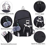 FENGDONG Teenage Girls Bookbag School Backpack Children Casual Daypack Schoolbag for Teens Black