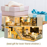 CUTEBEE Dollhouse Miniature with Furniture, DIY Dollhouse Kit Plus Dust Proof and Music Movement, 1:24 Scale Creative Room for Valentine's Day Gift Idea