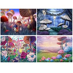 4 Sets Diamond Painting Kits for Adults Diamond Painting Mushroom Forest Dots Diamond Art Kits 5D DIY Full Drill Diamond Art Kit Gem Art for Adults Kids Beginners Home Wall Decor, 15.75 x 11.81 Inches