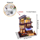 WYD Wooden Modern 3-Story Elevator Villa Model 3D Assembled Toy House DIY Dollhouse Kit Musical Gift with LED Lights Christmas Birthday Gift
