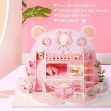 Spilay DIY Dollhouse Miniature with Wooden Furniture Kit,Handmade Mini Home Craft Animal Style Model Plus with Dust Cover & Music Box,1:24 Scale Creative Doll House Toys for Teens Adult Gift P01