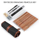 Yordawn Drawing Pencils Set Art Supplies, 29 Pieces Sketch Pencils Kit with Graphite Pencils Charcoal Pencils Blending Stump Kneaded Eraser, Sketching Pencils for Artists Beginners