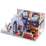 Eoncore DIY Miniature with Furniture Piano Christmas Decoration Dollhouse Kit with Light, Dust Proof Cover, Wood Family Toy for Boys Girls Adults (Merry Christmas)