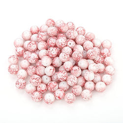 Navifoce Artistic Marble Design Various Color Round Loose Beads Lampwork Bead for Jewelry Making Craft,8mm Diameter (Pink)