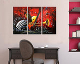 Noah Art-Modern Music Wall Art, 100% Hand Painted Musical Instruments Contemporary Abstract Oil Paintings On Canvas, 3 Panel Framed Inspirational Wall Art for Kids Room Wall Decor, 12x16inch x 3 Pcs