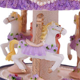 Laxury Clockwork Mechanism 3-horse Carousel Music Box Melody Carrying You from Castle in the