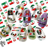 Independence Day Nail Art Stickers, Mexico Flag Nail Art Adhesive Sticker Designs, July 4th Holiday Nail Art Decorations, Patriotic Nail Transfer Decals Acrylic Supplies for Women Girls Manicure Art