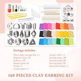 Caydo Polymer Clay Earring Making Kit with 3-Layer Storage Box, 30 Clay Earring Cutters, 24 Colors Clay, 8 Circle Cutters, Clay Tools and Earring Accessories for Clay Earrings Jewelry Making