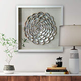 Coastal 24"x24" Natural Abalone Shell Flower Shape Wall Art with Shadow Box Framed Front Glass for Living Room Dining Room Entrance Corridor Bedroom Decoration