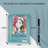 Vanli's Hardcover Mixed Media Sketch Book with Elastic Closure 9"X12", Bundled with 12 Pack Microline Pens Fine Point. Waterproof Archival Pens with Sketch Pad for Drawing