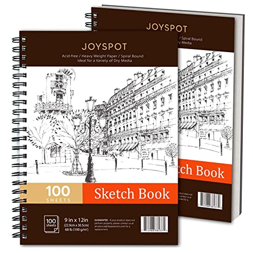 9 x 12 Sketchbook, 68lb/100gsm Sketch Pad 100 Sheets Spiral-Bound Acid Free  Drawing Paper with Hard Cover Art Paper for Drawing and Painting for