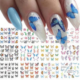 48 Sheets Flower Nail Art Stickers Decals Spring Summer Water Nail Decals Lily Lavender Butterfly Leaf Patterns Nail Supplies Accessories for Women Nail Art Design