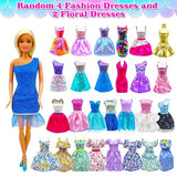 Style Shine 50 Pack Doll Clothes and Accessories, 4 Wedding Gowns 2 Evening Dresses 6 Fashion Dresses 6 Set Casual Outfits Top and Pant 2 Swimsuit Bikini, 20 Hanger 10 Shoe Toys for Girl Birthday Gift