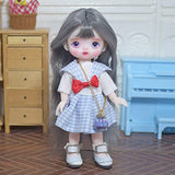 SISON BENNE 16cm BJD Doll 1/8 1/12 Mini SD Dolls Ball Jointed Doll DIY Toys with Full Set Clothes Shoes Wig Makeup,Best Gift for Girls (4#)