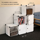 C&AHOME - DIY Closet Organizer Media Storage Cabinet 6 Cube Toy Rack with Doors, Marble Color
