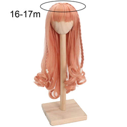 HomLand 3/6inch Lovely Natural Long Curly Braided Wig for BJD SD Doll Hairpiece Decor for Female Girl 6 Orange Pink