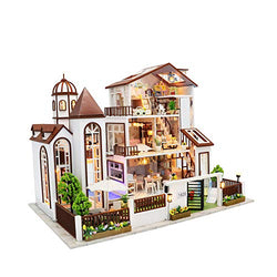 Cool Beans Boutique Miniature DIY Dollhouse Kit Wooden Modern Villa with Dust Cover - Architecture Model kit (English Manual) L901Villa3 Luxury Villa