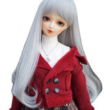 1/3 BJD SD Doll Wig Heat Resistant Synthetic Long Light Blonde Gray Buckle Wavy Hair for 1/3 1/4 BJD Doll Wig